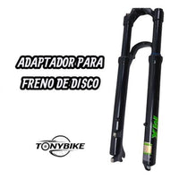 Horquilla de suspensión negra TONYBIKESGDL para bicicleta de montaña con adaptador para freno de disco