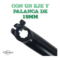 Juego de bielas y eje de 19mm TONYBIKESGDL en color negro, componente de alta resistencia para transmisión de bicicleta.