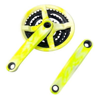 Juego de bielas y platos TONYBIKESGDL de acero en color amarillo con diseño de camuflaje para bicicleta