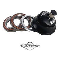 Juego de dirección integrado TONYBIKESGDL para bicicleta, color negro con rodamientos sellados y tapa grabada HTR.
