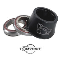 Juego de dirección integrado TONYBIKESGDL negro mate con rodamientos sellados y grabado de lobo para bicicleta