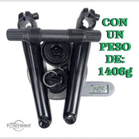 Kit de bielas y eje de 19mm TONYBIKESGDL en color negro, resistente y duradero para bicicleta, peso total 1406 gramos.