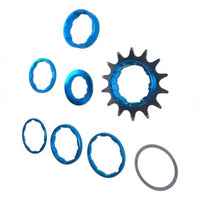 Kit de conversión Single Speed TONYBIKESGDL con corona de 14 dientes y espaciadores de aluminio anodizado azul