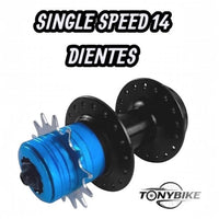Kit de conversión Single Speed TONYBIKESGDL con corona de 14 dientes y espaciadores de aluminio anodizado azul
