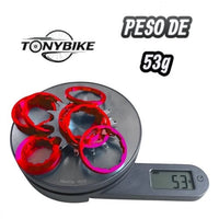 Kit de conversión Single Speed TONYBIKESGDL con corona de 14 dientes y espaciadores de aluminio rojos sobre báscula