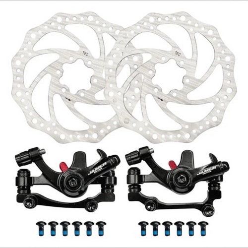 Kit de frenos de disco mecánicos TONYBIKESGDL con dos rotores de 160 mm y pinzas negras para bicicleta