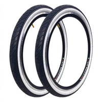Par de llantas TONYBIKESGDL para bicicleta 26x2.125 con banda de rodadura negra y flancos laterales en color blanco.