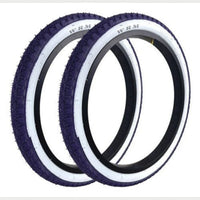 Par de llantas TONYBIKESGDL rodado 20x2.125 de nylon con banda de rodadura púrpura y flancos laterales blancos