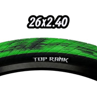 Neumáticos TONYBIKESGDL Top Rank 26x2.40 para bicicleta de montaña con diseño verde vibrante y negro