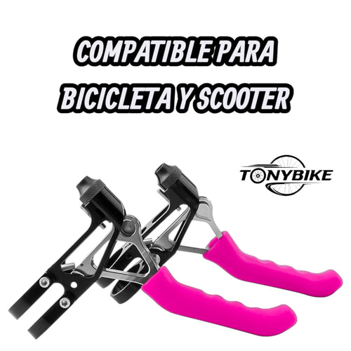 Manetas de freno TONYBIKESGDL con puños de silicona rosa y estructura metálica negra para bicicleta y scooter