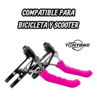 Manetas de freno TONYBIKESGDL con puños de silicona rosa y estructura metálica negra para bicicleta o scooter