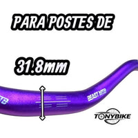 Manillar de aluminio morado TONYBIKESGDL para bicicleta de montaña con sujeción central de 31.8 mm
