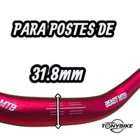 Manillar de aluminio rojo TONYBIKESGDL para bicicleta de montaña con sujeción de 31.8 mm para mayor control