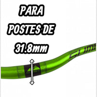 Manillar de aluminio verde TONYBIKESGDL para bicicleta de montaña con marcas de ajuste y diámetro central de 31.8 mm