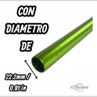 Manillar de aluminio verde TONYBIKESGDL para bicicleta de montaña con diámetro de extremo de 22.2 mm