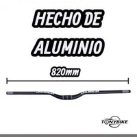 Manillar de bicicleta de montaña TONYBIKESGDL de aluminio negro mate, 820mm de longitud y diseño ergonómico resistente.