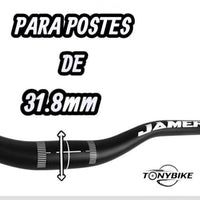 Manillar de bicicleta de montaña TONYBIKESGDL de aluminio negro mate con 31.8mm de diámetro central