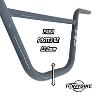 Manillar de acero gris para bicicleta BMX de TONYBIKESGDL con barra transversal y montaje de 22.2 mm