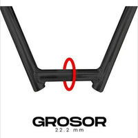 Manillar BMX TONYBIKESGDL de acero negro mate con detalle de sujeción de 22.2 mm para mayor control y resistencia.