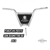 Manillar de BMX TONYBIKESGDL de aluminio plateado con barra transversal y protector central para postes de 22.2 mm