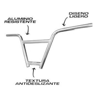 Manillar de BMX TONYBIKESGDL de aluminio resistente y ligero con barra transversal reforzada y acabado plateado