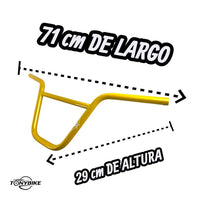Manillar de BMX TONYBIKESGDL amarillo de 71 cm de largo y 29 cm de altura para mayor control y resistencia