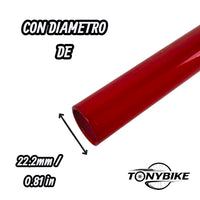 Manillar de BMX TONYBIKESGDL en acero rojo brillante con diámetro de 22.2 mm para mayor control y resistencia.