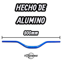 Manillar de bicicleta de montaña Beast MTB de aluminio en color azul de 800 mm, vendido por TONYBIKESGDL