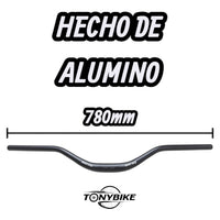 Manillar de MTB TONYBIKESGDL de aluminio negro, 780mm de longitud, diseño ergonómico para ciclismo de montaña.