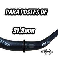 Manillar de bicicleta de montaña TONYBIKESGDL Beast MTB de aluminio negro mate con marcas de ajuste de 31.8 mm