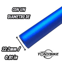 Manillar de bicicleta de montaña TONYBIKESGDL en color azul con diámetro de extremo de 22.2 mm para mayor compatibilidad