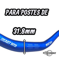 Manillar de bicicleta de montaña Beast MTB color azul de TONYBIKESGDL con diámetro de sujeción de 31.8 mm