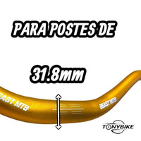 Manillar de bicicleta de montaña TONYBIKESGDL dorado de aluminio de 800 mm para potencia de 31.8 mm