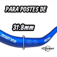 Manubrio de aluminio azul TONYBIKESGDL para bicicleta de montaña con diámetro de sujeción de 31.8 mm
