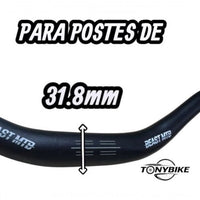 Manubrio de aluminio negro mate TONYBIKESGDL para bicicleta de montaña con sujeción de 31.8 mm