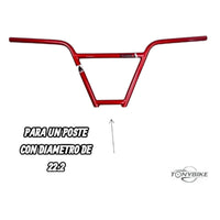 Manubrio profesional para bicicleta BMX TONYBIKESGDL en color rojo brillante, resistente y compatible con postes 22.2mm