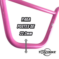 Manubrio BMX rosa TONYBIKESGDL de 71 cm para postes de 22.2 mm con diseño ergonómico y acabado brillante