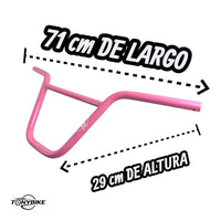 Manubrio para bicicleta BMX TONYBIKESGDL de color rosa brillante con 71 cm de largo y 29 cm de altura
