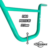 Manubrio de BMX TONYBIKESGDL en color verde menta, resistente y ergonómico para postes de 22.2 mm