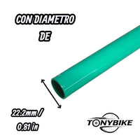 Manubrio para bicicleta BMX TONYBIKESGDL en color verde menta con detalle de diámetro de 22.2 mm