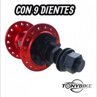 Maza de aluminio TONYBIKESGDL de 36 hoyos en color rojo vibrante con piñón de 9 dientes para bicicleta