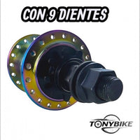 Maza trasera de aluminio TONYBIKESGDL con acabado tornasol, 36 hoyos y driver de 9 dientes para bicicleta