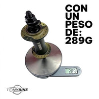 Maza delantera Gorilla de TONYBIKESGDL en aluminio verde y negro de 36 agujeros pesando 289 gramos en báscula