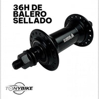 Maza delantera Gorilla de 36 agujeros con balero sellado en color negro, disponible en TONYBIKESGDL