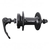 Maza delantera Nitro negra con cierre rápido para bicicleta, marca TONYBIKESGDL, diseño resistente y duradero.