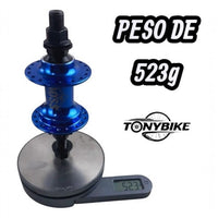 Maza trasera de aluminio azul Boss de 36 hoyos para bicicleta, marca TONYBIKESGDL, pesando 523 gramos en báscula.