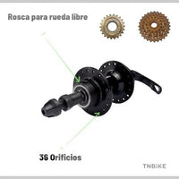 Maza trasera de aluminio TONYBIKESGDL negra para bicicleta con 36 orificios y sistema de rosca para rueda libre