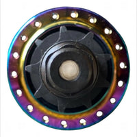 Maza trasera TONYBIKESGDL para BMX con acabado iridiscente oil slick y piñón integrado de alta resistencia