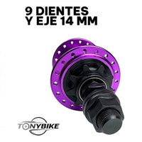 Maza trasera TONYBIKESGDL para BMX en aluminio anodizado morado con eje de 14 mm y piñón de 9 dientes