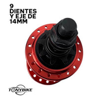 Maza trasera TONYBIKESGDL para BMX en aluminio rojo con eje de 14mm y driver de 9 dientes para alto rendimiento